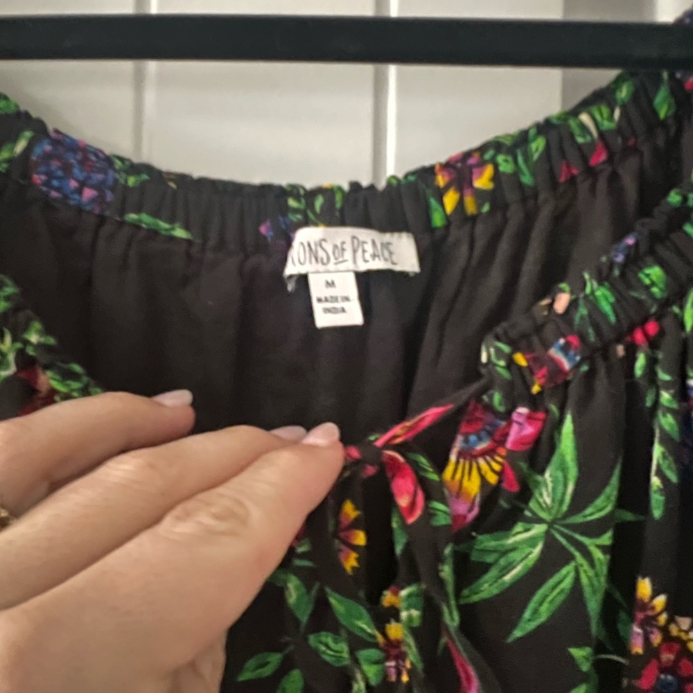 Patrons of Peace Black Midi Dress with Pink & Green Floral Print - Picture 4 of 8